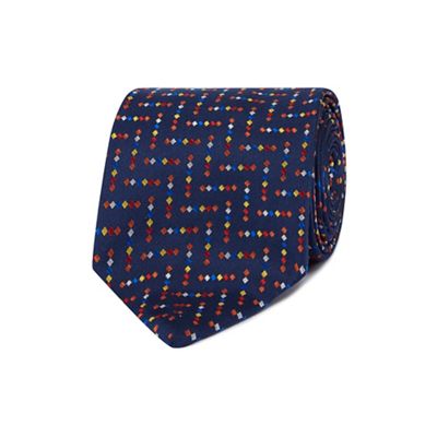 Multicoloured chevron patterned pure silk tie
